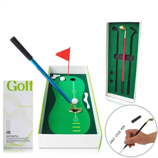 Golf Pen Set & Mini Desktop Putting Green Game