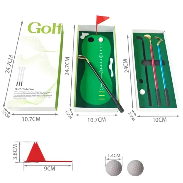 Golf Pen Set & Mini Desktop Putting Green Game