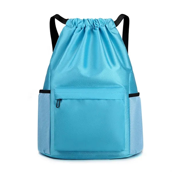 Drawstring Backpack with Front Zip Pocket
