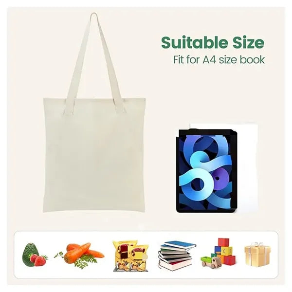 Natural Cotton Canvas Grocery Tote Bag