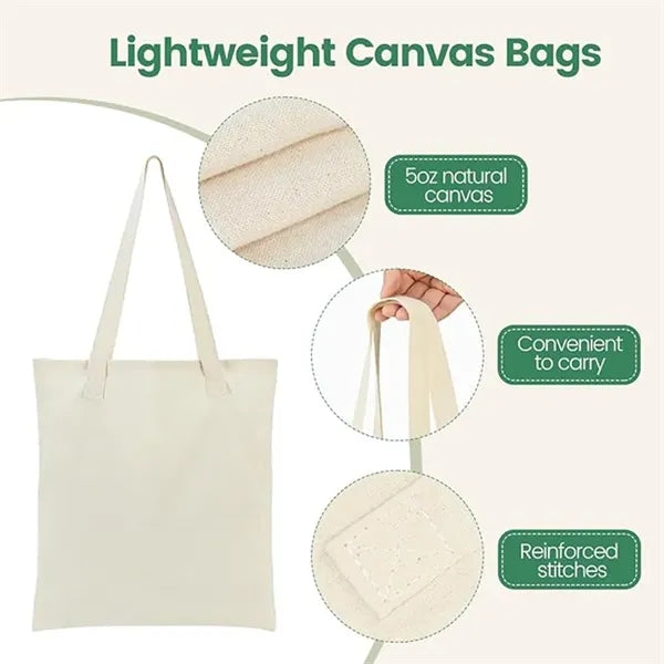 Natural Cotton Canvas Grocery Tote Bag