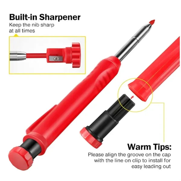 Solid Carpenter Pencil with Built-in Sharpener