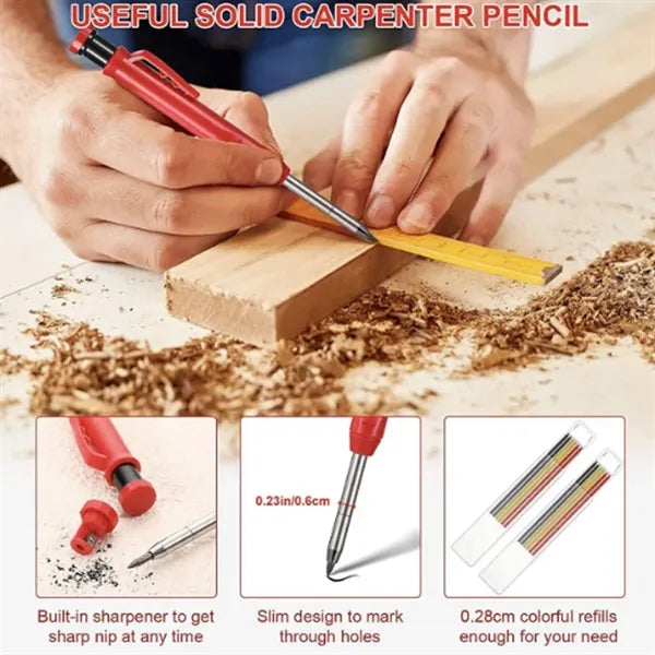 Solid Carpenter Pencil with Built-in Sharpener