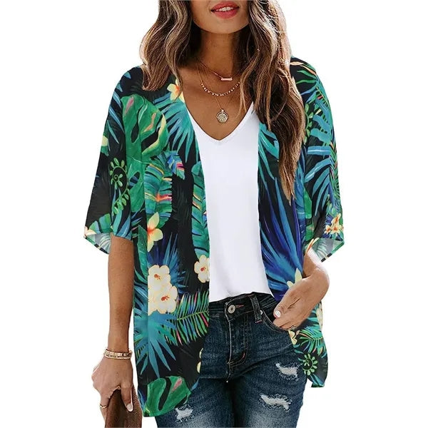 Women's Floral Print Puff Sleeve Tops