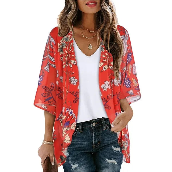 Women's Floral Print Puff Sleeve Tops