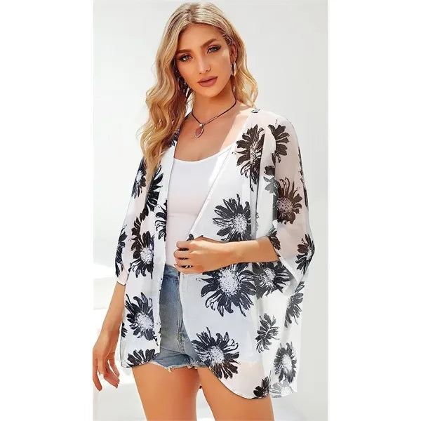 Women's Floral Print Puff Sleeve Tops