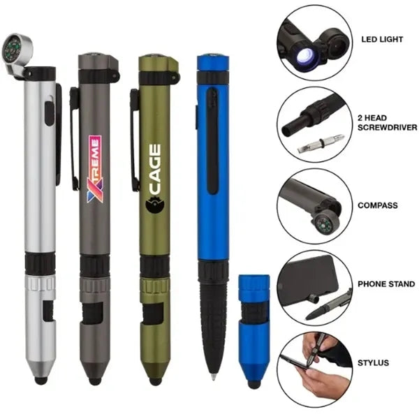 6 in 1 LED Stylus Tool Pen with Phone Stand