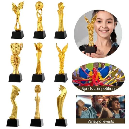 Crystal Resin Gold Plated Award Trophy For Sport Events