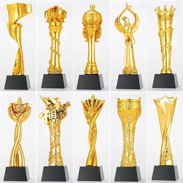 Crystal Resin Gold Plated Award Trophy For Sport Events