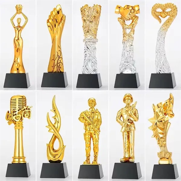 Crystal Resin Gold Plated Award Trophy For Sport Events