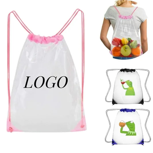 Adjustable PVC Clear Drawstring Bags Backpack