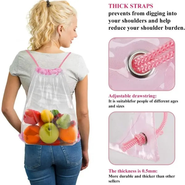 Adjustable PVC Clear Drawstring Bags Backpack