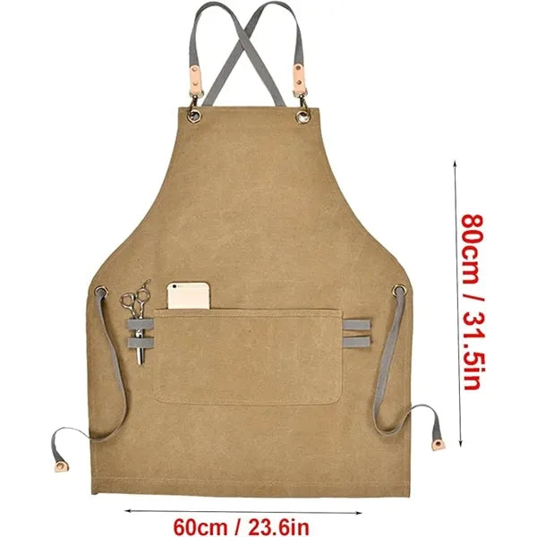 Garden Canvas Kitchen Work Cooking Chef Apron With Pockets