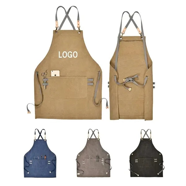 Garden Canvas Kitchen Work Cooking Chef Apron With Pockets