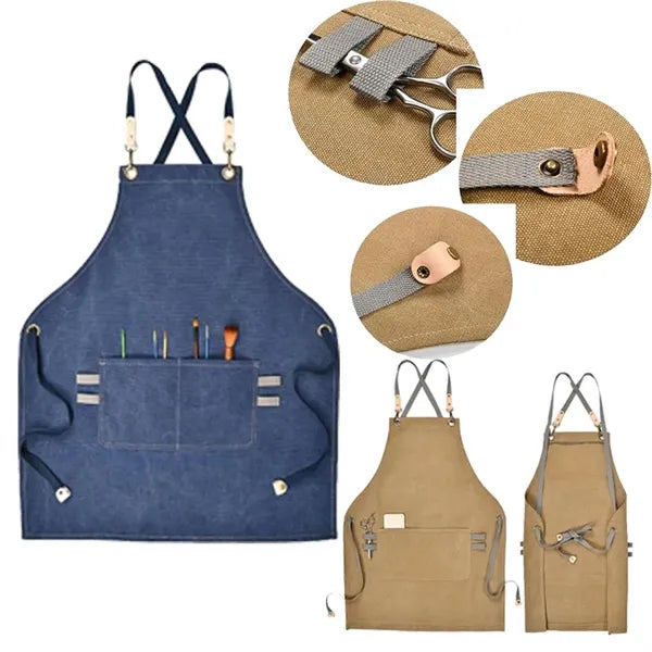 Garden Canvas Kitchen Work Cooking Chef Apron With Pockets