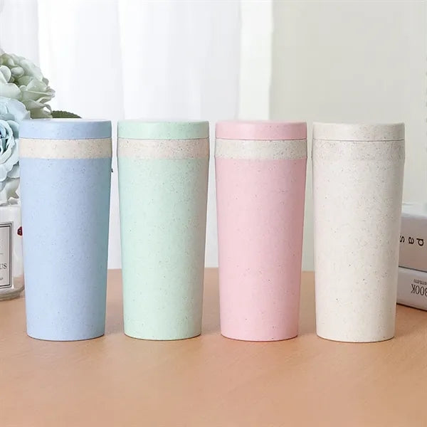 10oz. Eco-Friendly Wheat Straw Water Bottle with Lanyard