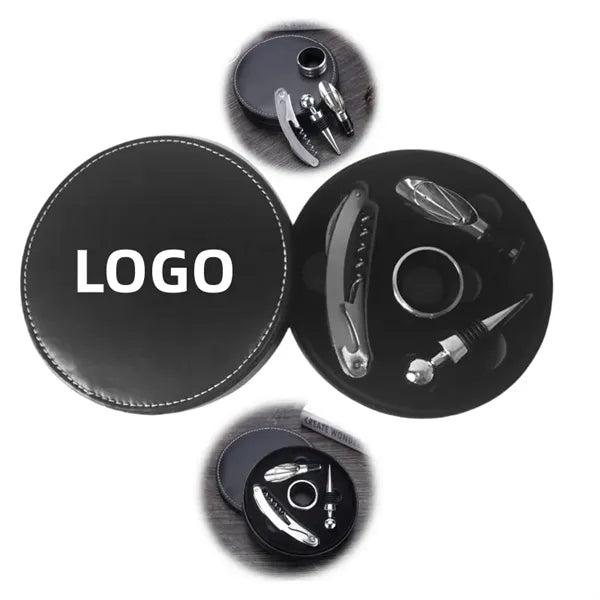 With Round PU Box Wine Bottle Opener