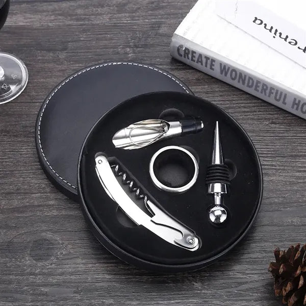 With Round PU Box Wine Bottle Opener