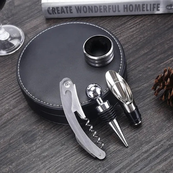 With Round PU Box Wine Bottle Opener