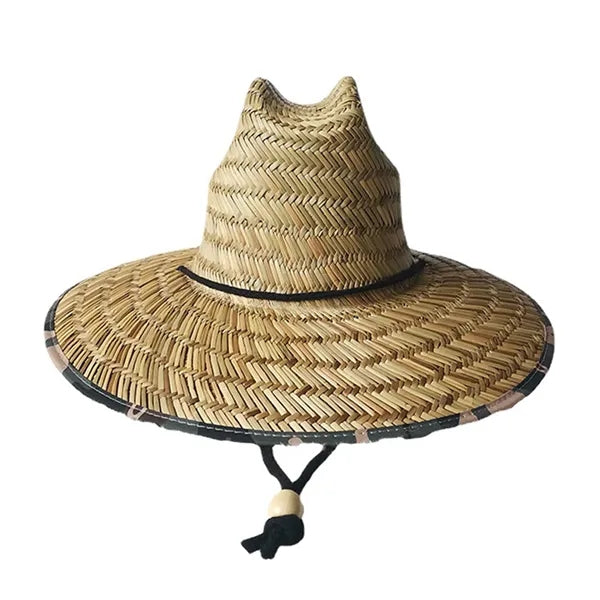 Handwoven Straw Sun Hat with Adjustable Bead Closure