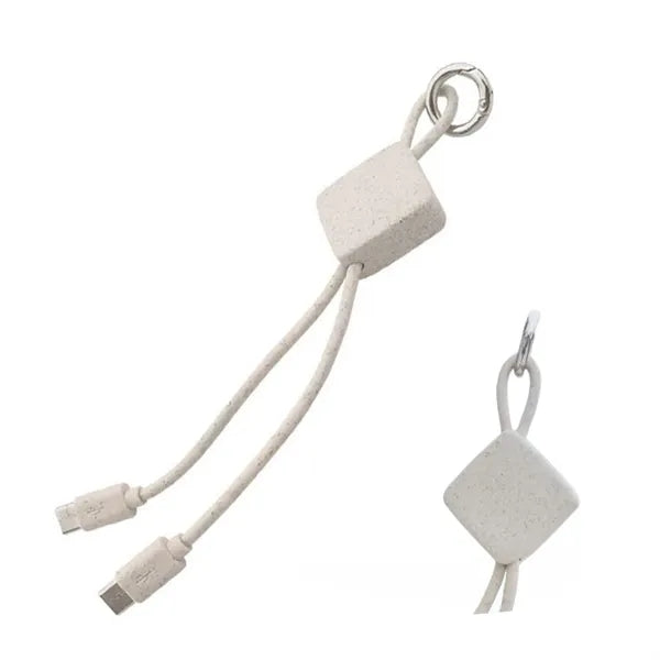 Eco Wheat Straw 4 in 1 Cable Keychain