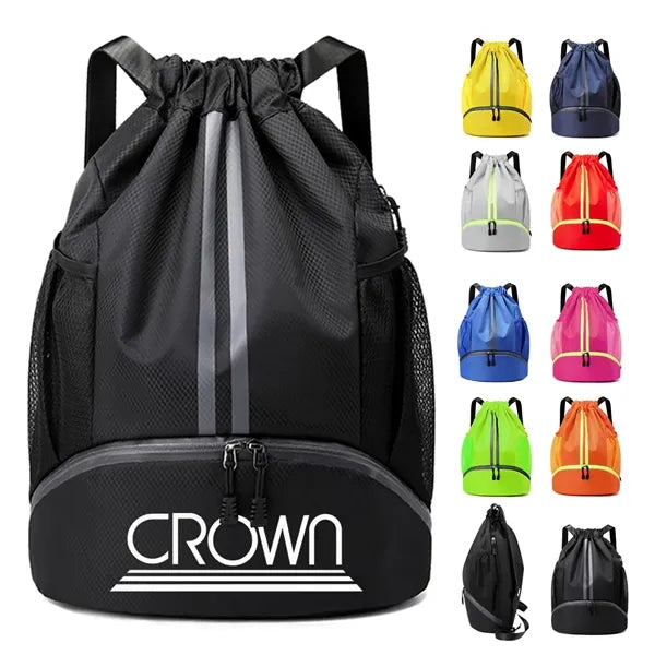 Waterproof Drawstring Backpack with Shoe Pocket