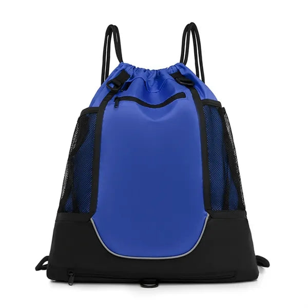 Drawstring Backpack with Detachable Basketball Mesh Pocket