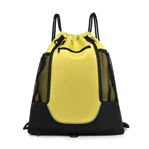 Drawstring Backpack with Detachable Basketball Mesh Pocket