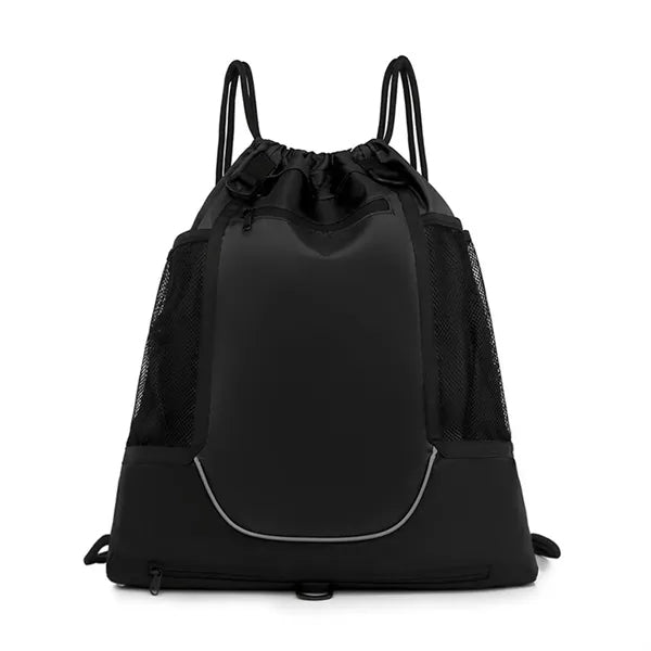 Drawstring Backpack with Detachable Basketball Mesh Pocket