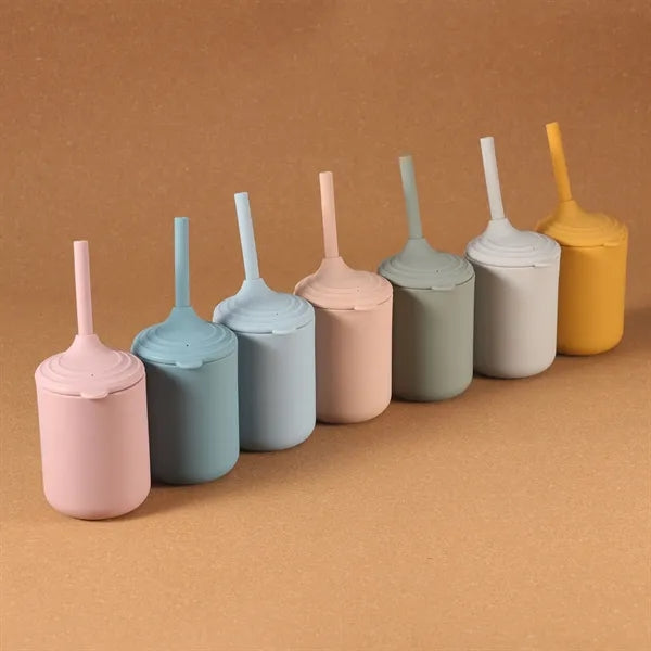 Silicone Baby Sippy Cup with No-Pull-Out Straw