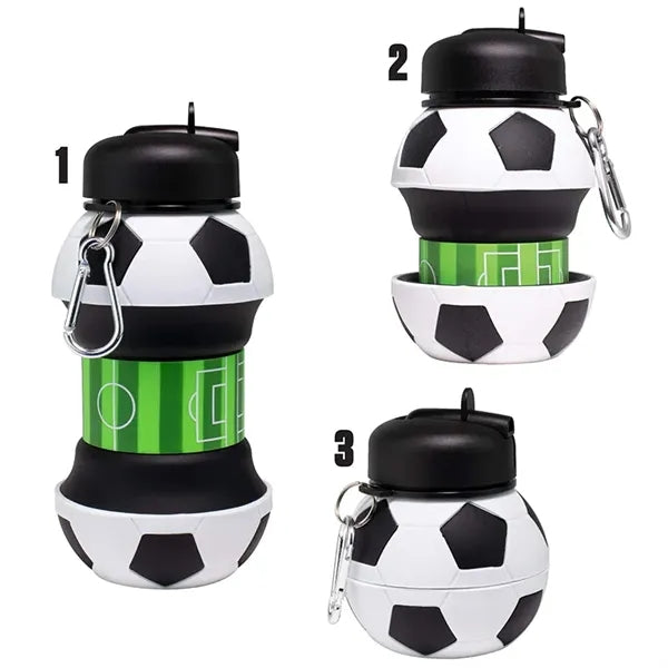 18oz Collapsible Basketball Water Bottle Silicone Soccer