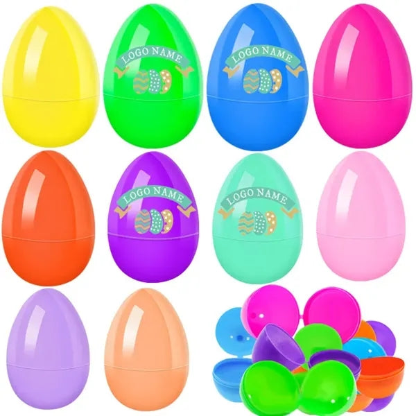 Colored plastic Easter eggs with flexible hinges