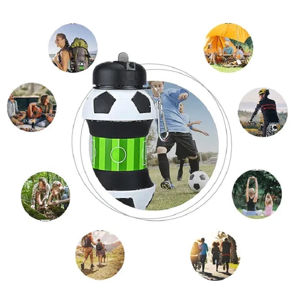 18oz Collapsible Basketball Water Bottle Silicone Soccer