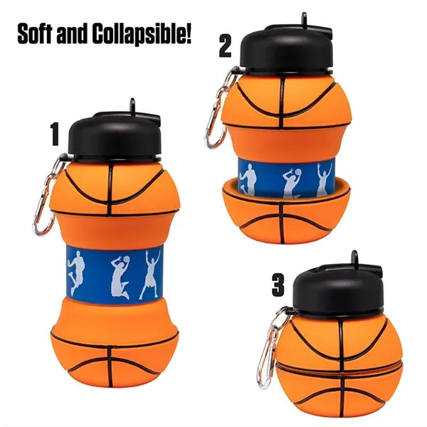 18oz Collapsible Basketball Water Bottle Silicone Soccer