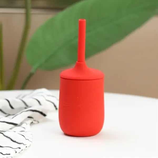Silicone Baby Sippy Cup with Straw ,Bear Dino Cat design