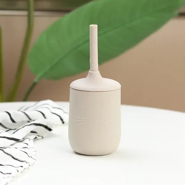 Silicone Baby Sippy Cup with Straw ,Bear Dino Cat design