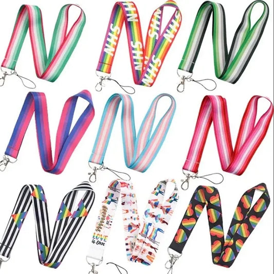 Gay Pride ID Badge Holder Rainbow Lanyard