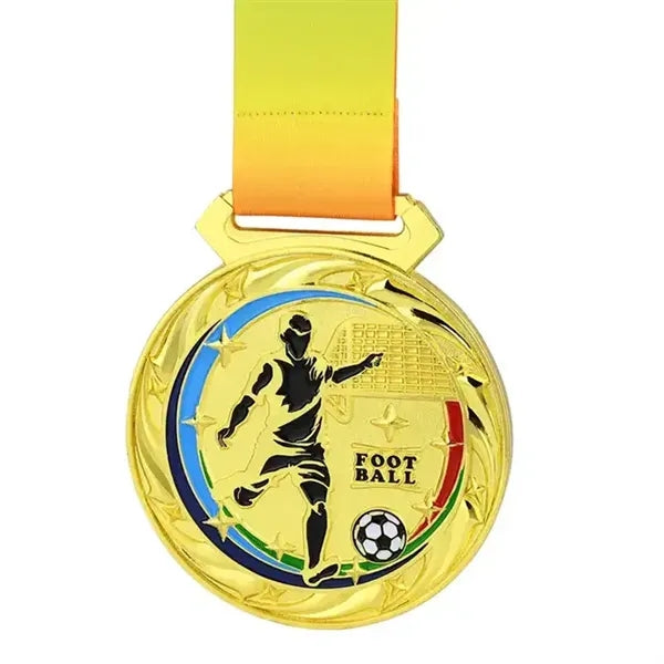 3D Gold Custom Competition Running Medal With Lanyard