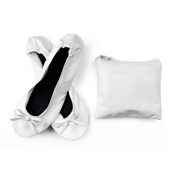 PU Foldable Flat Slippers with Black Pouch