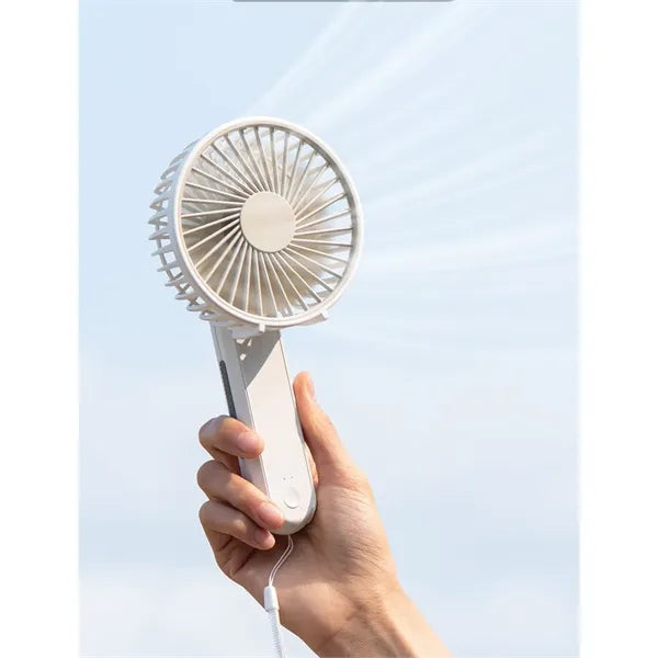 1200 MAH Bulit In Battery Foldable Handheld Fan With Strap