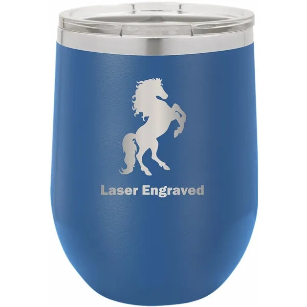 12 oz Polar Camel Stemless Wine Glass w/Lid Stainless Steel
