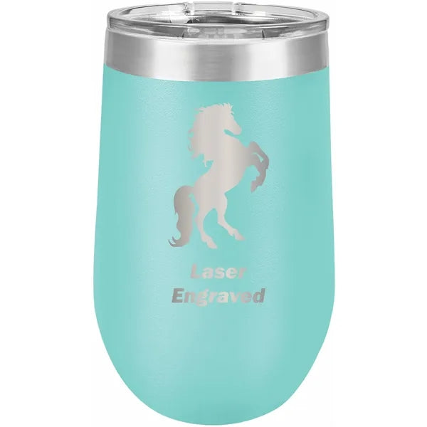 16 oz Polar Camel Stemless Wine Glass w/Lid Stainless Steel