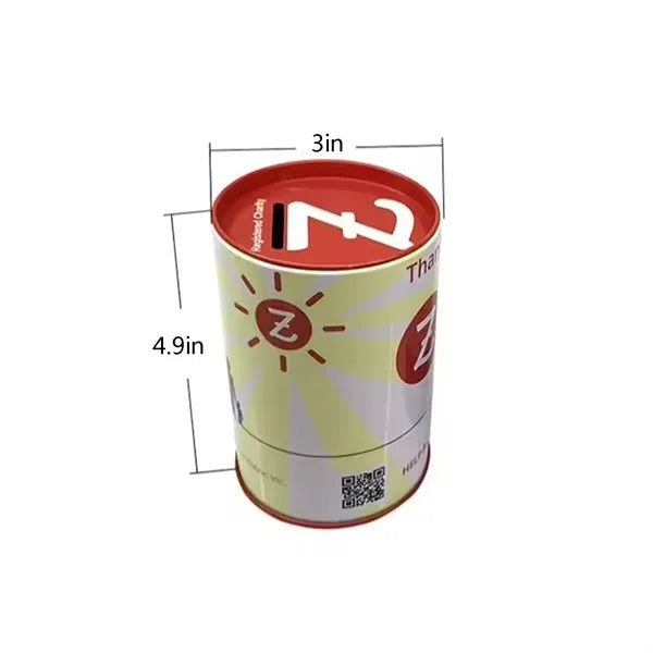 Round Metal Coin Can Tinplate Piggy Bank