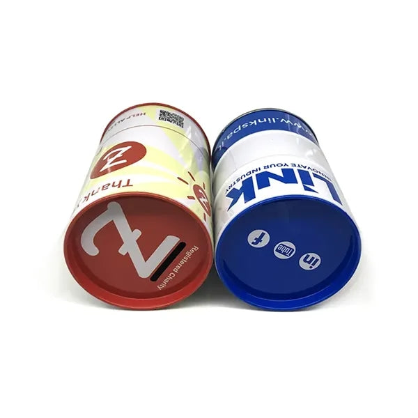 Round Metal Coin Can Tinplate Piggy Bank