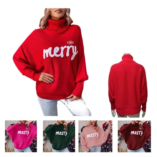 Women's Turtleneck Merry Christmas Sweater