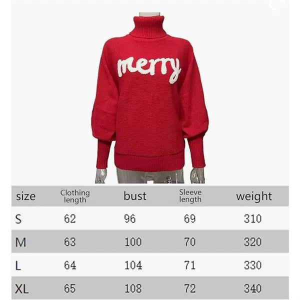 Women's Turtleneck Merry Christmas Sweater