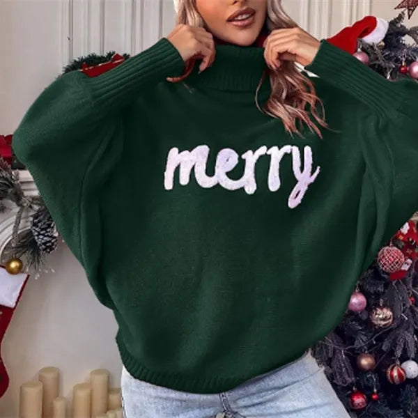 Women's Turtleneck Merry Christmas Sweater