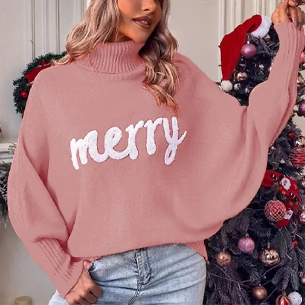 Women's Turtleneck Merry Christmas Sweater