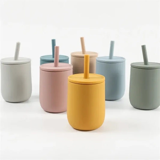 Silicone Baby Sippy Cup with Straw