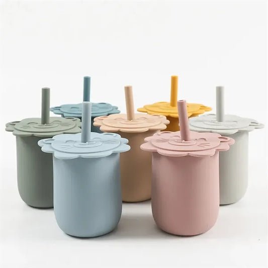 Silicone Baby Sippy Cup with Straw Lion